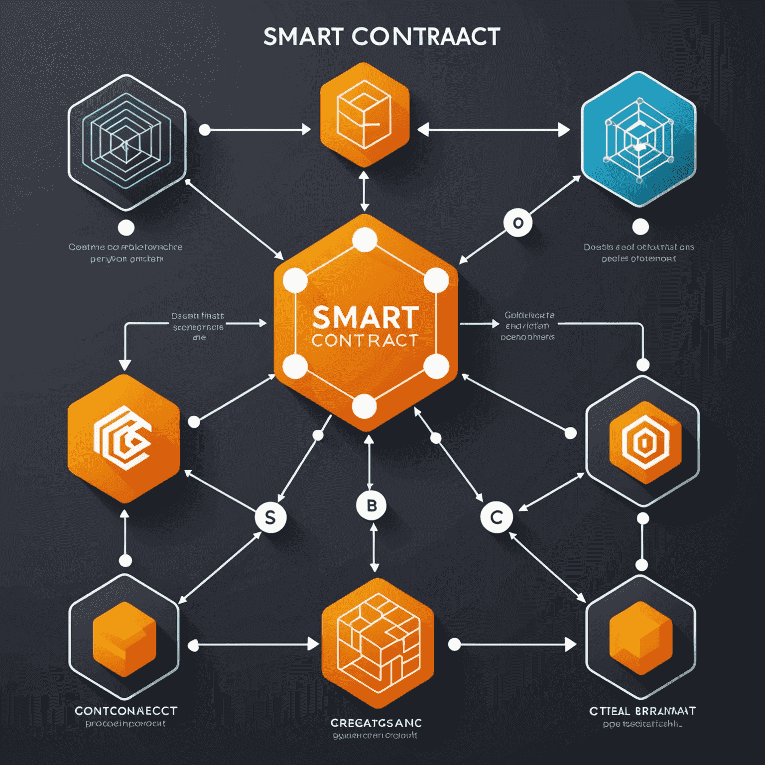 Diagram pokazujący proces działania inteligentnych kontraktów w blockchain